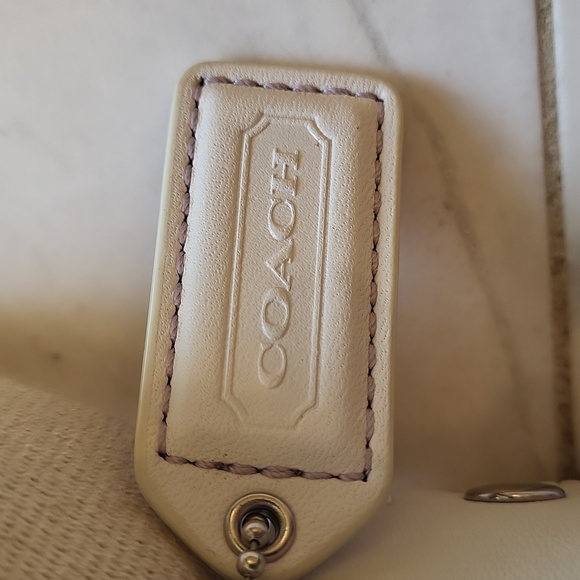 Coach striped summer hobo purse, white leather trimmed - Picture 2 of 9